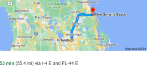 Orlando to New Smyrna - Orlando Beach - Google Maps